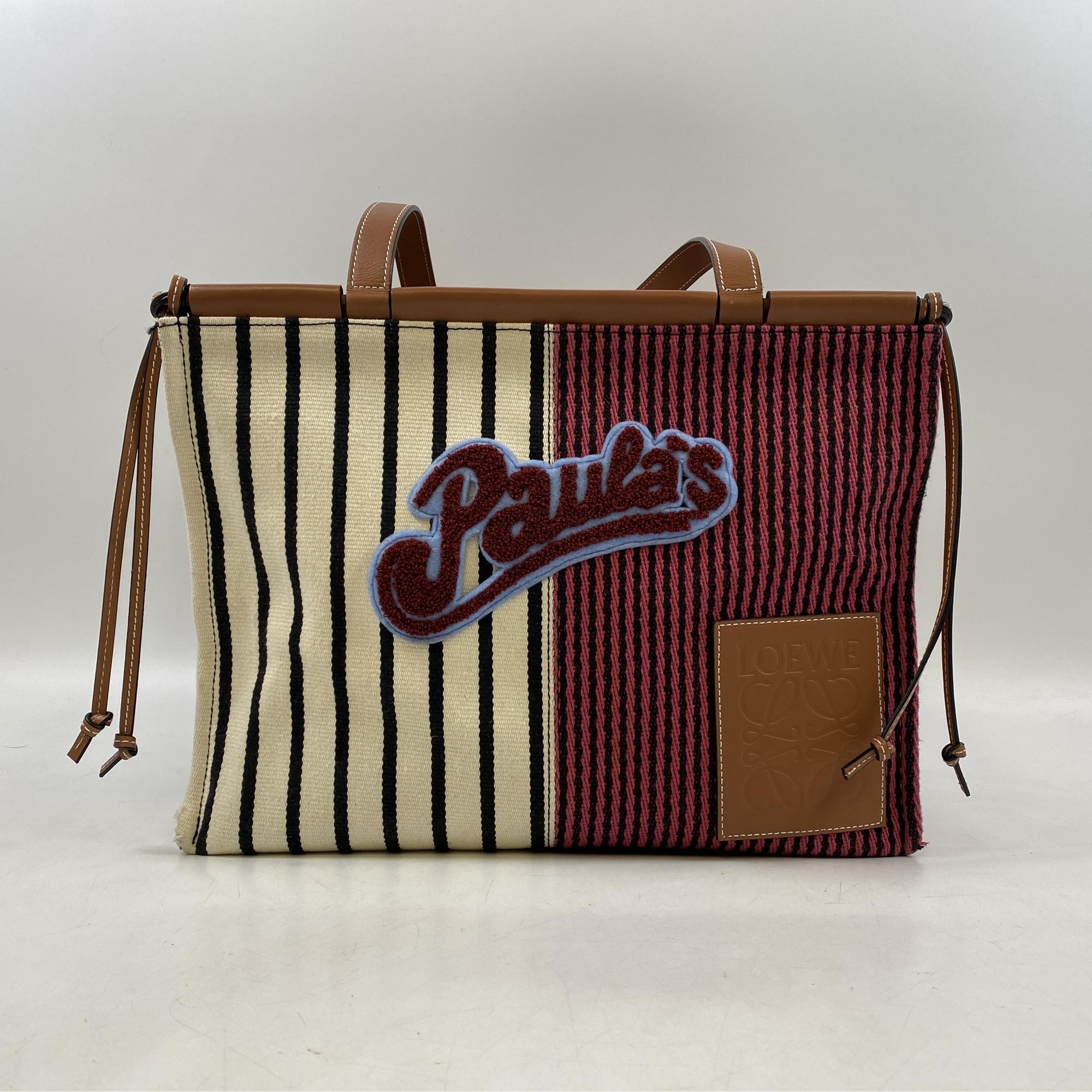 Loewe パウラズ イビザのクッション ロエベ パウライズイビザ クッショントートバッグ ブラウン キャンバス