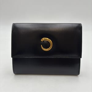 カルティエ カルティエ パンテール 三つ折り財布 黒 レザー