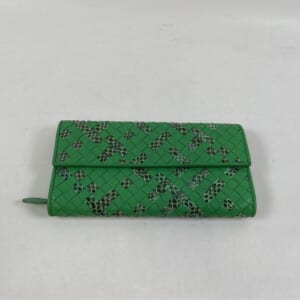 ボッテガヴェネタ イントレチャート 長財布 グリーン パイソン×レザー