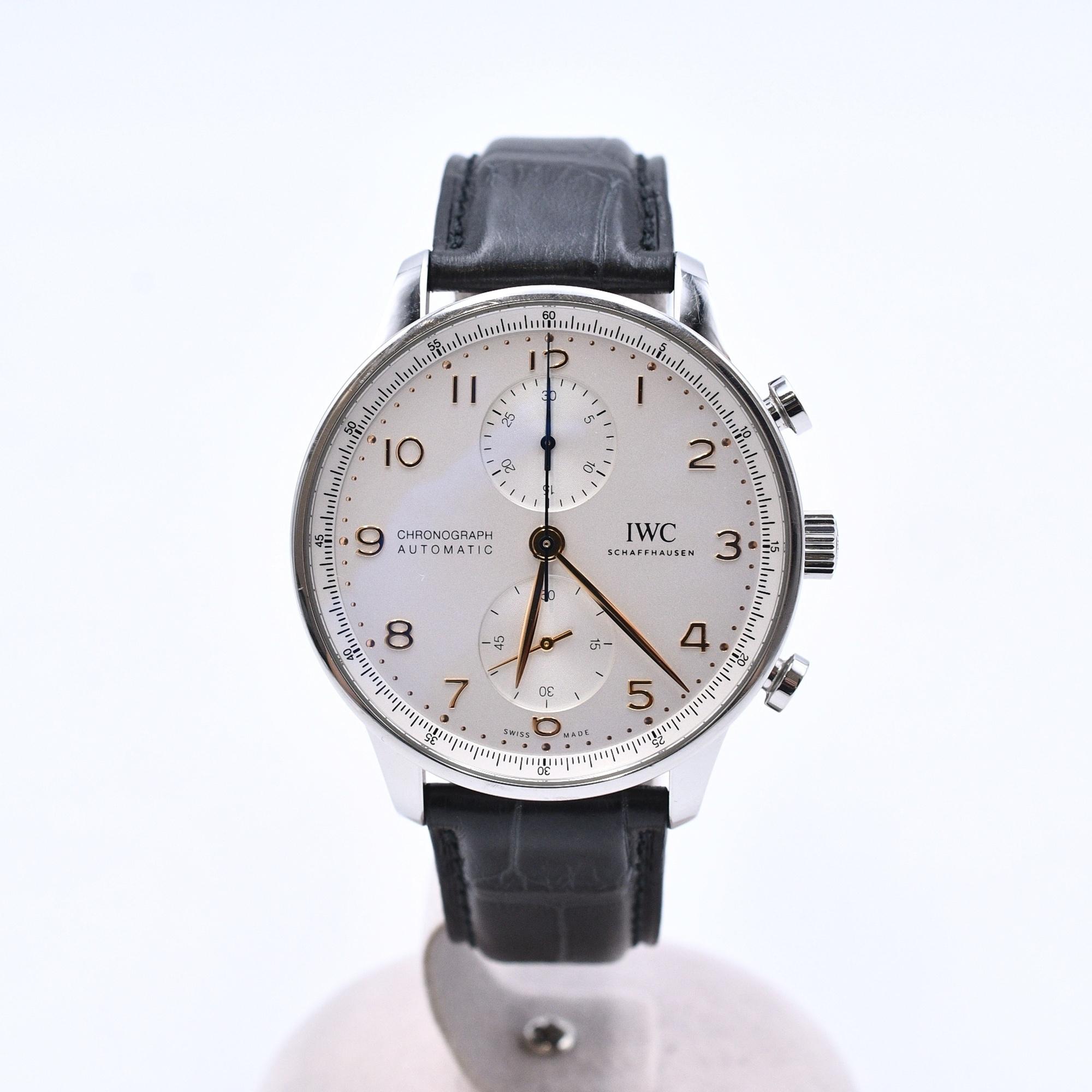 IWC ポルトギーゼ・クロシェットノグラフ 白文字盤 SS×革/AT Bランク