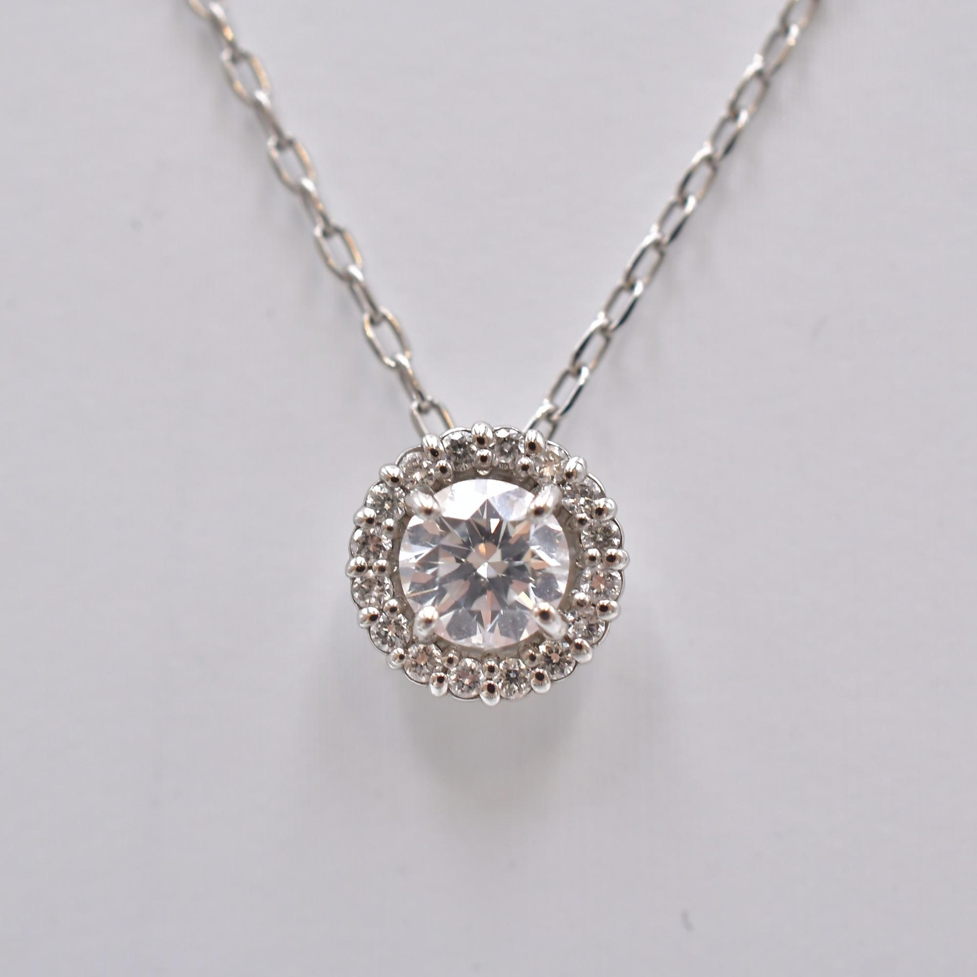 美品 ネックレス Pt850 Pt900 ダイヤ0.08ct レディース PT900 0.08