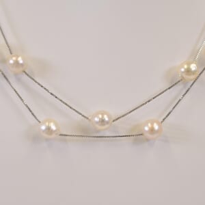 タサキ ステーション パールネックレス Au750WG 8.8mm