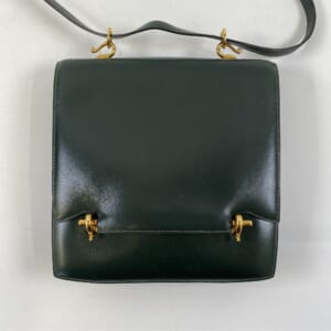 エルメス カマルグ ショルダーバッグ 緑 ボックスカーフ GD金具 〇J刻印