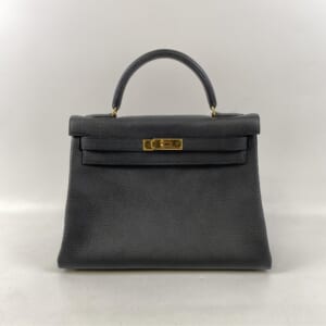 エルメス ケリー32 黒 フィヨルド □A刻印 GD金具