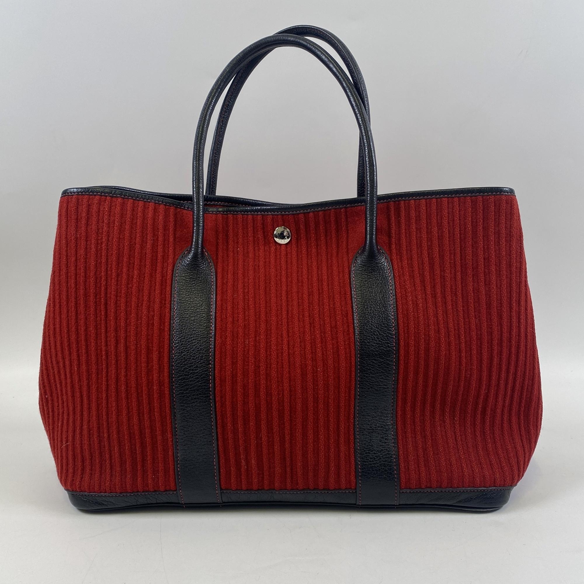 エルメス ガーデンパーティPM レッド フェルト SV金具 □J刻印 Bランク