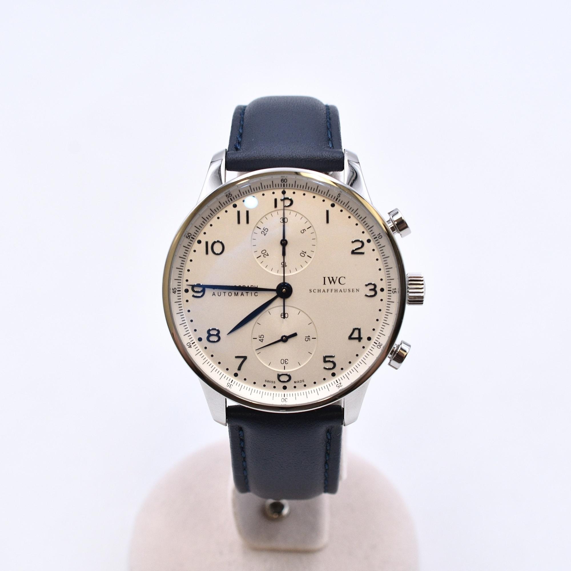 IWC ポルトギーゼ クロノグラフ 白文字盤 SS×革/AT Bランク