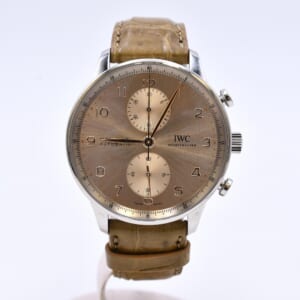 IWC ポルトギーゼ・クロシェットノグラフ シャンパン文字盤 革×SS/AT IW371624