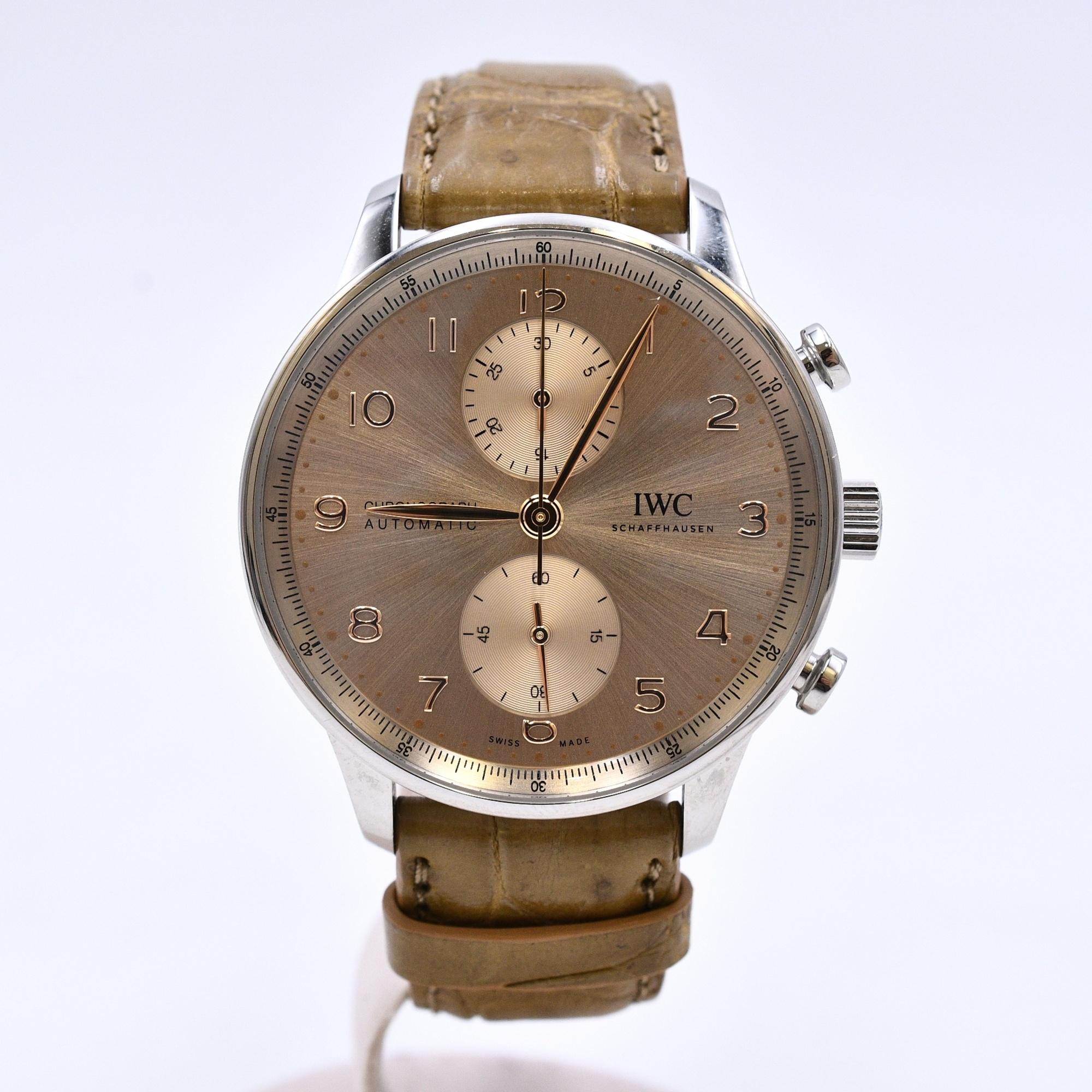 IWC ポルトギーゼ・クロシェットノグラフ シャンパン文字盤 革×SS/AT Aランク