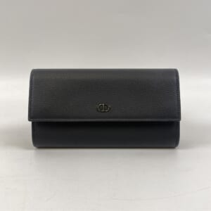 ディオール CDロゴ長財布 黒 レザー