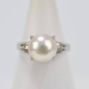 タサキ パールリング Pt900 0.11ct 7.8mm