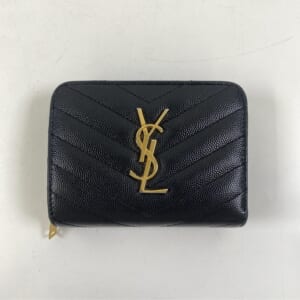サンローラン カサンドラ 二つ折り財布 黒 レザー 403723