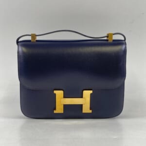 エルメス コンスタンス23 ネイビー系 ボックスカーフ GD金具 □O刻印