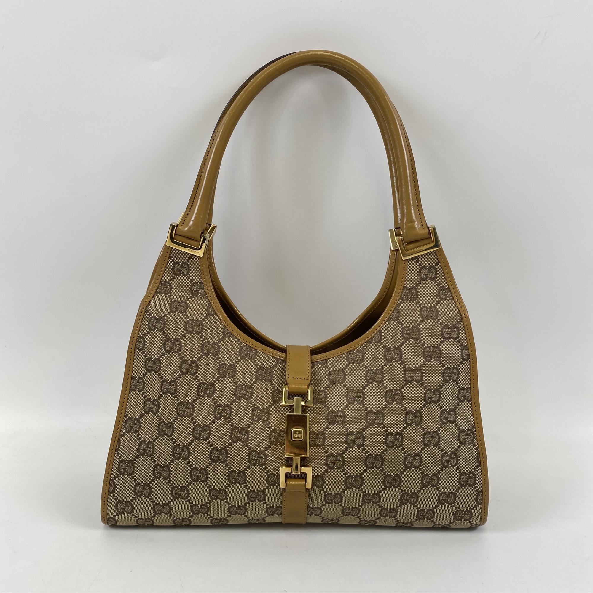 グッチ　ジャッキー　ワンショルダーバッグ　ggキャンバス　ベージュ　レザー　金具 グッチ GGキャンバス ジャッキー ワンショルダーバッグ ベージュ