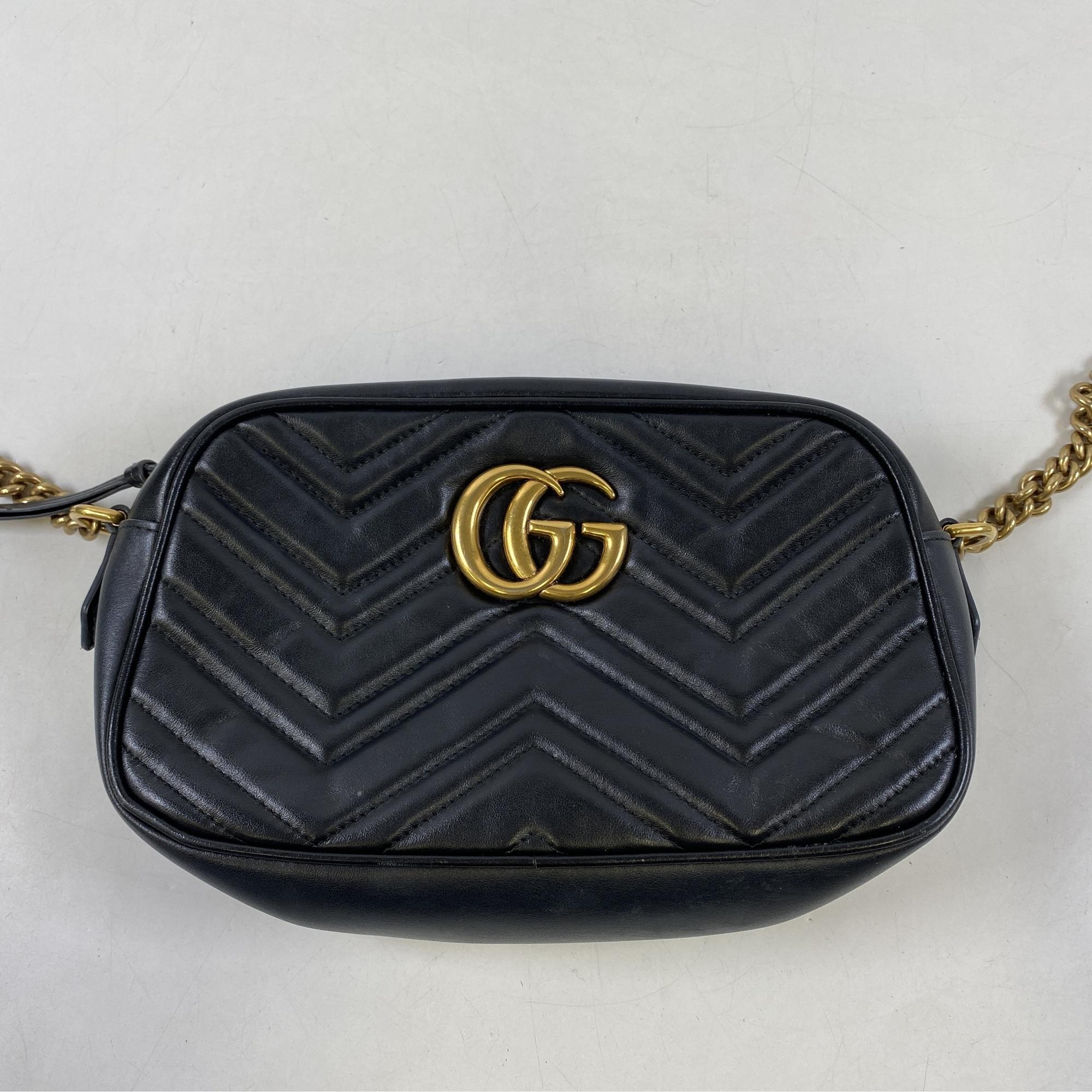 グッチ GGマーモント ショルダーバッグ ブラック レザー 447632 買取