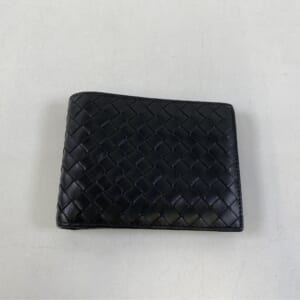 ボッテガヴェネタ イントレチャート 二つ折り財布 黒 レザー
