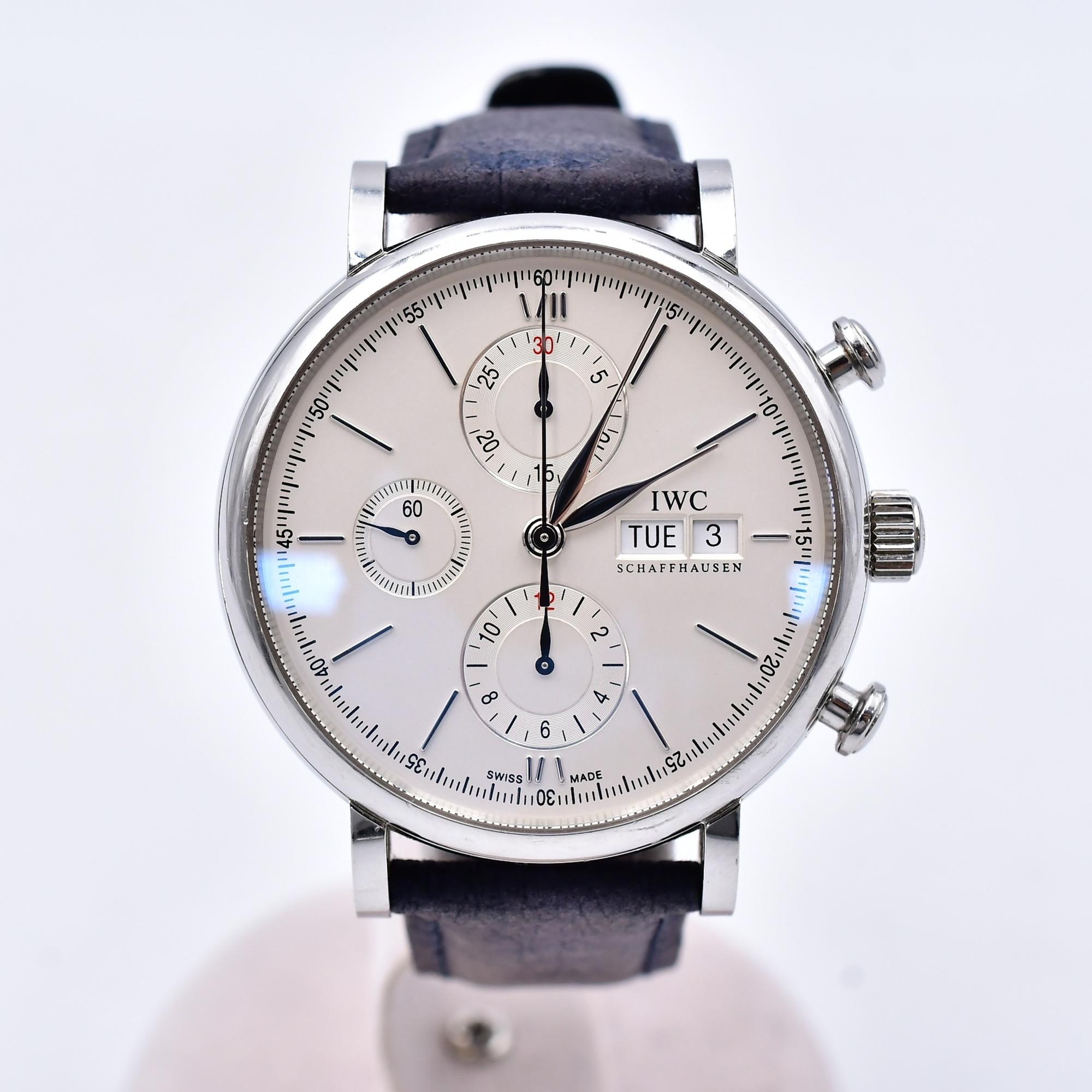 IWC ポートフィノ クロノグラフ シルバー文字盤 SS×革/AT Bランク
