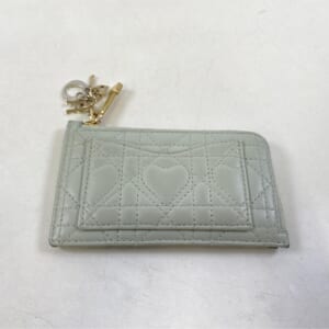 ディオール コインケース フラグメントケース カナージュ ミントグリーン レザー