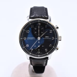 IWC ポルトギーゼ クロノグラフ 黒文字盤 SS×革/AT