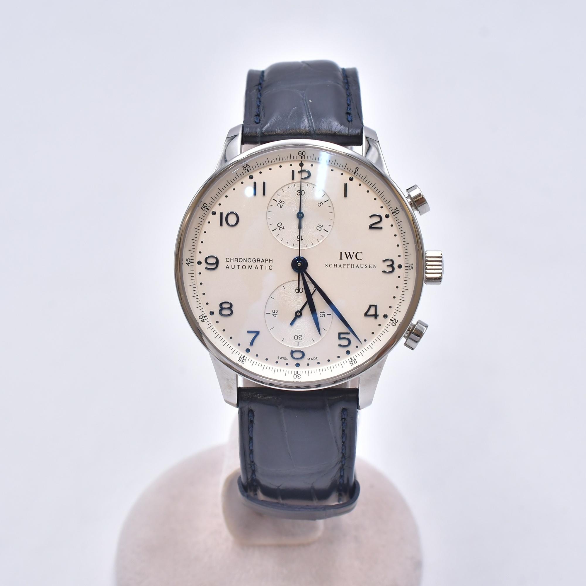 IWC ポルトギーゼ クロノグラフ 白文字盤 SS×革/AT Bランク