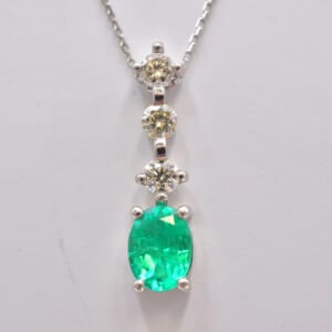 エメラルド ダイヤ ネックレス Pt900 E1.00ct D0.45ct