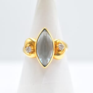 タサキ 色石ダイヤリング K18 0.12ct