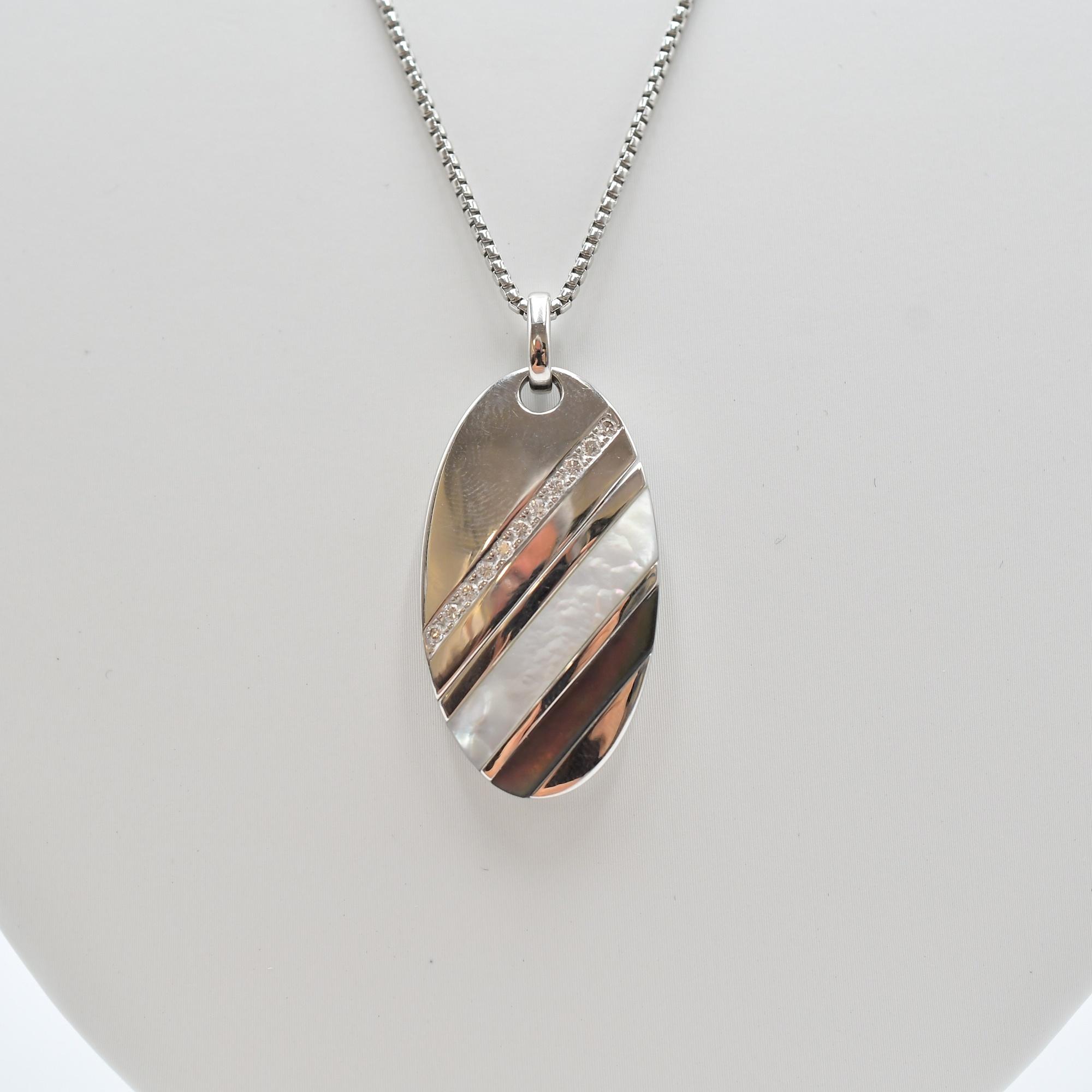 タサキ パールダイヤペンダントネックレス K18WG 0.25ct Bランク