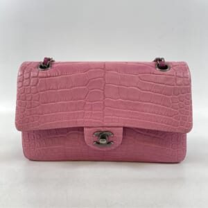 シャネル マトラッセ25 クロコ ピンク SV金具