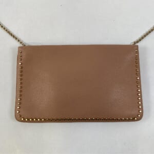 クリスチャンルブタン スタッズ ショルダーポシェット ピンクベージュ×赤 レザー