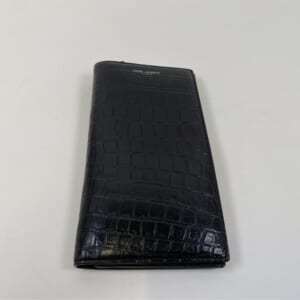 サンローラン 二つ折り長財布 黒 レザー 396308