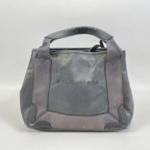 バレンシアガ ネイビーカバス XS グレー レザー 390346