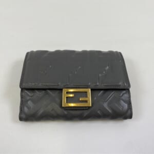 フェンディ バゲット コンパクトウォレット グレー レザー