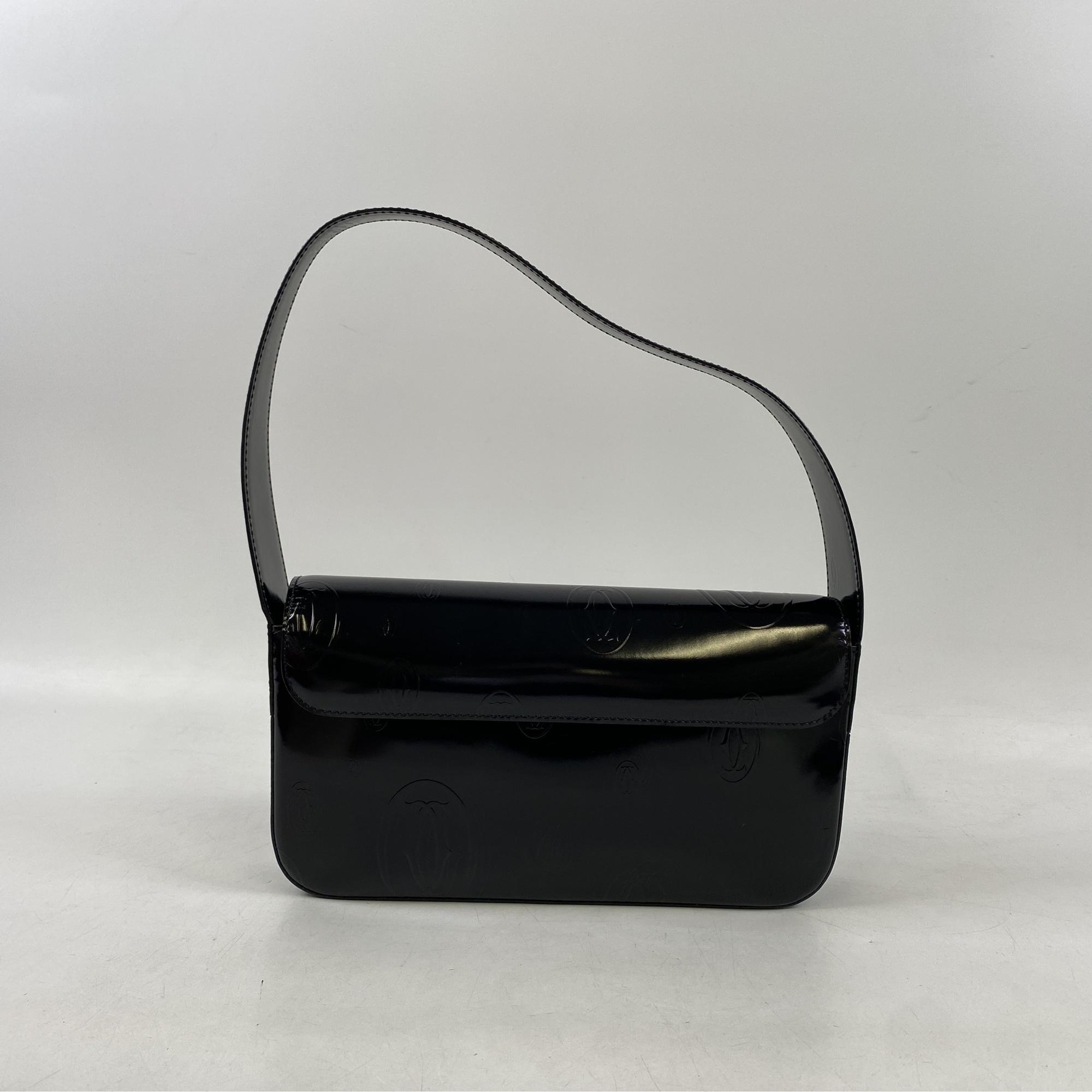 【美品】カルティエ ワンショルダー ハッピーバースデー パテント グリーン系 カルティエ ハッピーバースデー ワンショルダーバッグ 黒 パテント