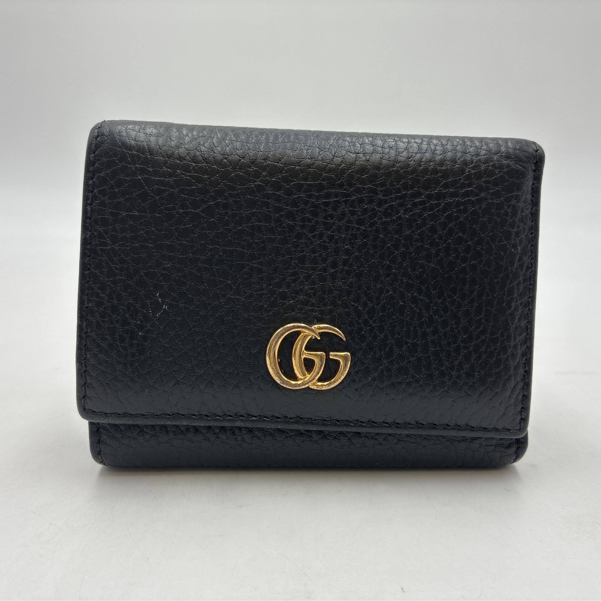 ◇美品◇グッチ　三つ折り財布　GGマーモント　474746 ブラック　レザー グッチ GGマーモント 三つ折り財布 黒 レザー 474746 買取実績【買取日