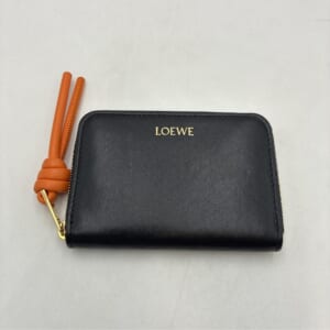 ロエベ ノット コンパクト コインケース レザー ブラック×オレンジ