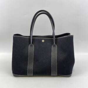 エルメス ガーデンパーティPM ブラック トワルアッシュ×レザー SV金具 □G刻印