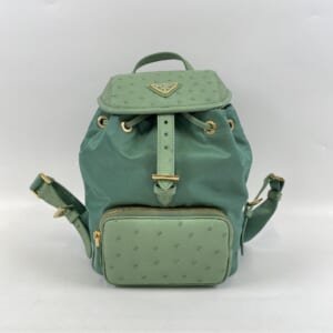 プラダ バッグパック グリーン テスート×オーストリッチ 1BZ074