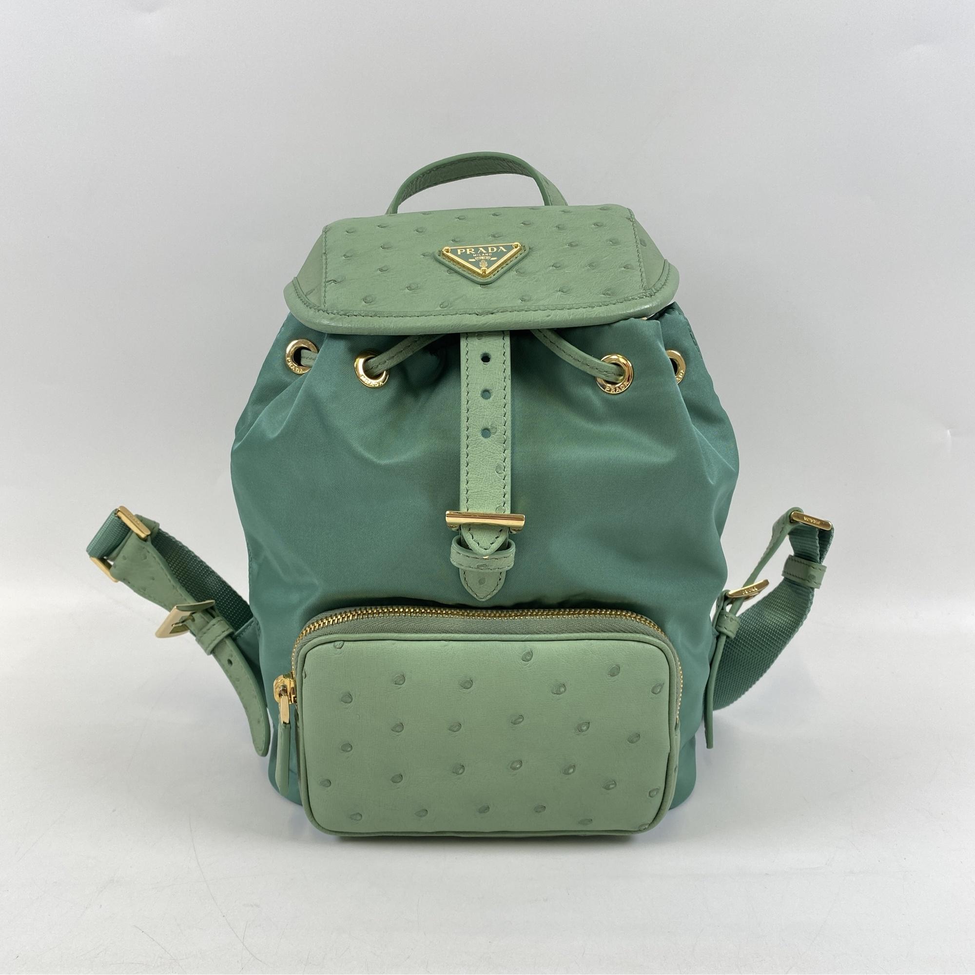 プラダ バッグパック グリーン テスート×オーストリッチ Sランク