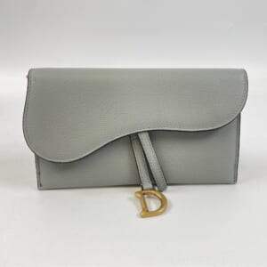 ディオール サドル チェーンウォレット グレー SV金具