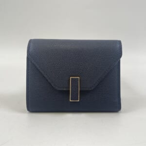 ヴァレクストラ イジィデ 三つ折り財布 ネイビー レザー