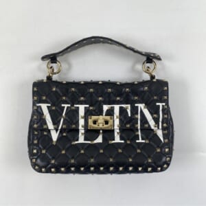 ヴァレンティノ ガラヴァーニ VLTN ロックスタッズ ハンドバッグ 黒 レザー
