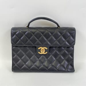 シャネル マトラッセ ブリーフケース 黒 キャビアスキン GD金具