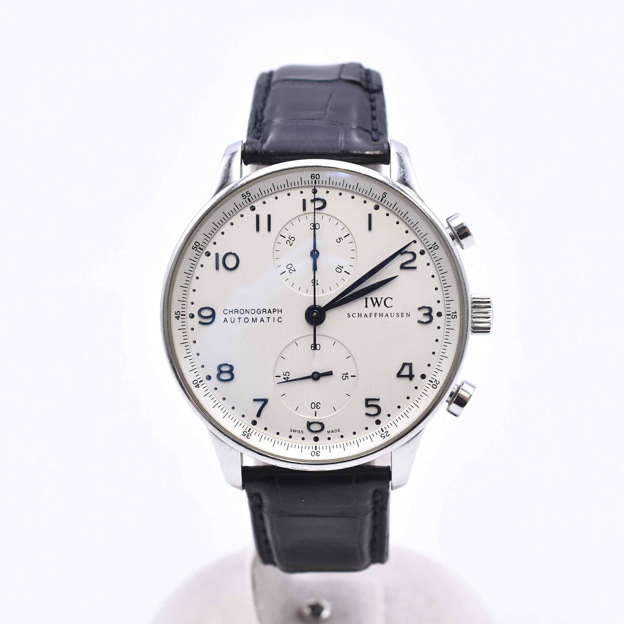 IWC ポルトギーゼ クロノグラフ シルバー文字盤 SS×革/AT Bランク