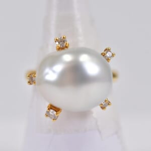 タサキ パールリング K18 0.13ct 12mm