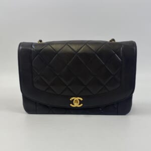 シャネル ダイアナフラップバッグ ラム 黒 ゴールド金具