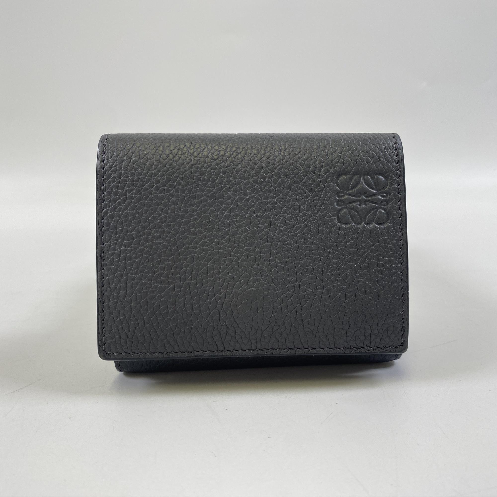 ロエベ アナグラム 二つ折り財布 グレー レザー Bランク