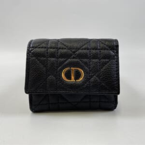 ディオール Dior Caro Veronia カロ 三つ折り財布 カナージュ レザー ブラック