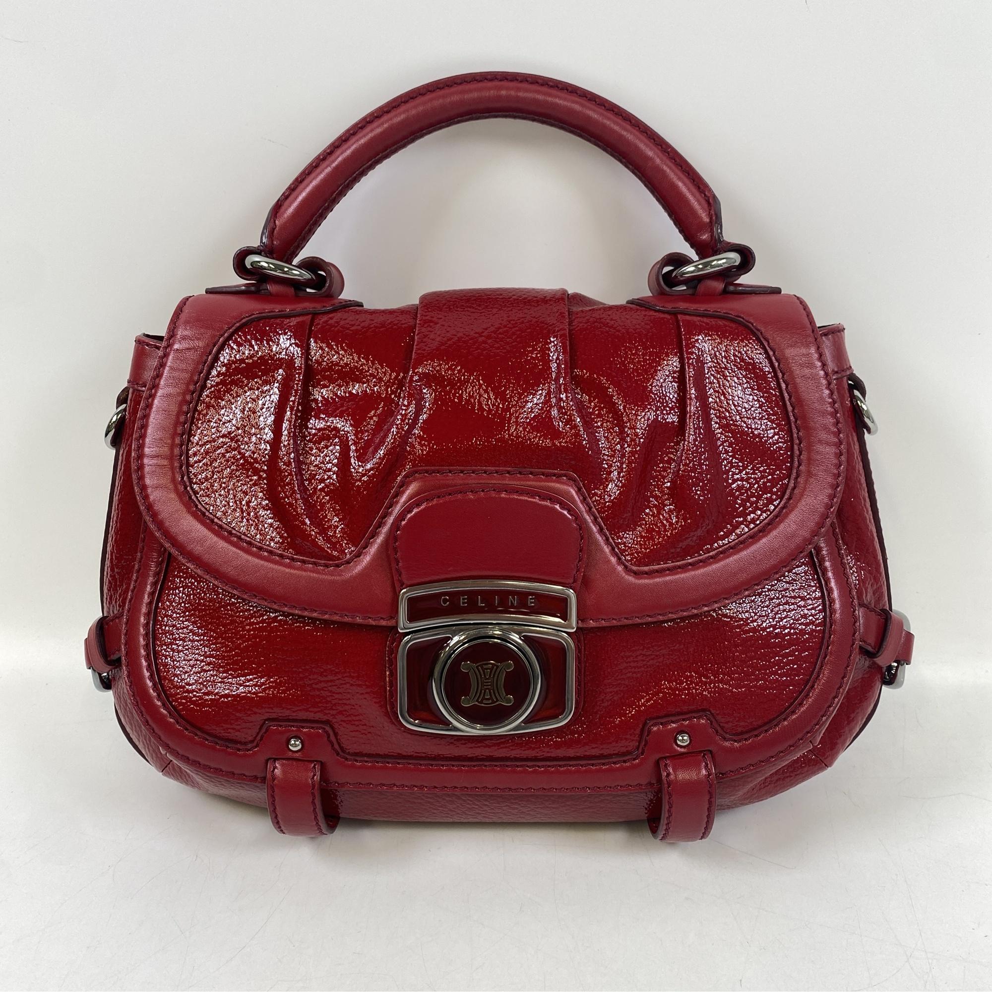 美品！　セリーヌ　CELINE ブギーバッグ　赤 セリーヌ ロゴフラップ ブギーバッグ 赤 パテント 買取実績【買取日