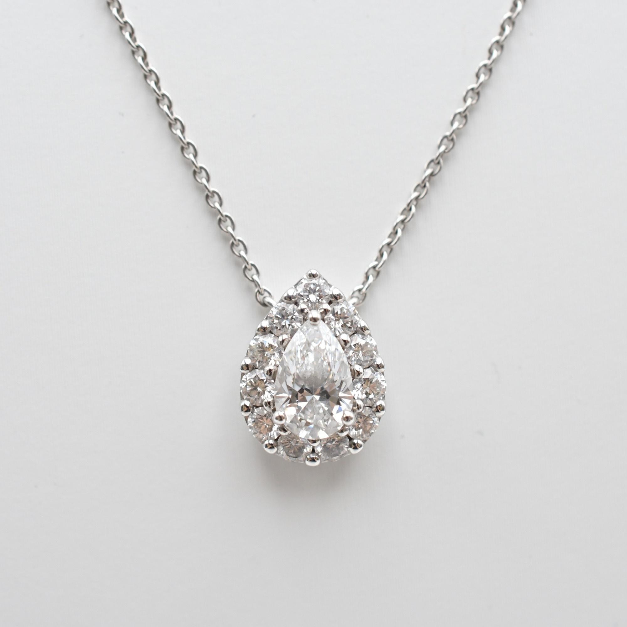 グラフ アイコンペアシェイブ ネックレス Au750WG 0.73ct D/VS1/EX/N Bランク
