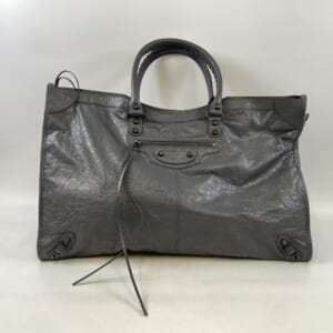バレンシアガ ルシティ 2WAYトラベルバッグ グレー レザー 810364