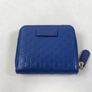 グッチ グッチシマ コの字ファスナー財布 ブルー レザー 449395